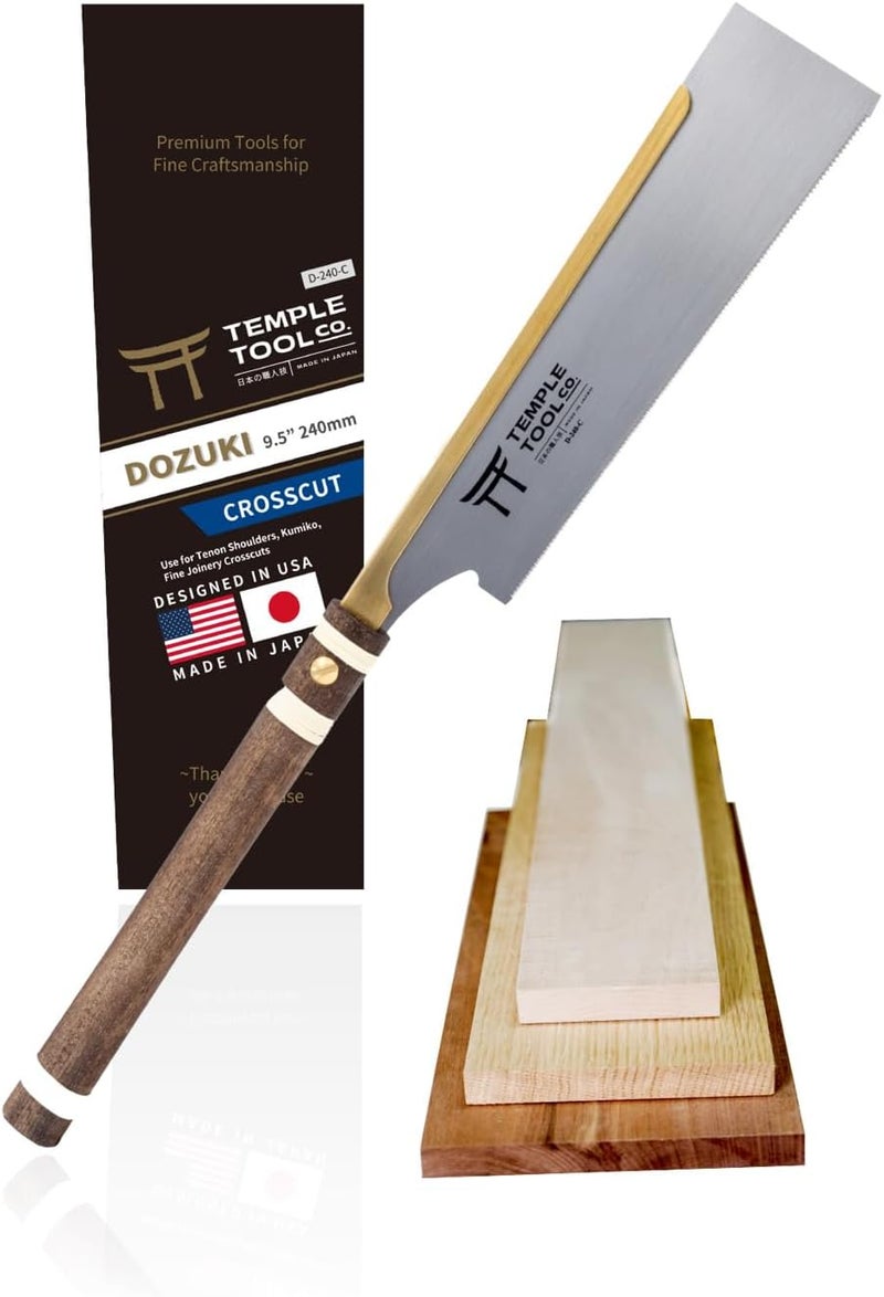 Temple Tool Co. Japanese Pull Saw - Crosscut 9.5 - Hand Saw for Joinery Crosscuts, Kumiko, Tenon Shoulders - Image 1